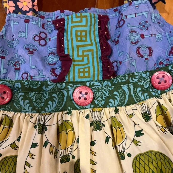 Matilda Jane Paint by Numbers Dress Girl Size 6 w/Removable Apron Colorful Fun - Picture 4 of 8